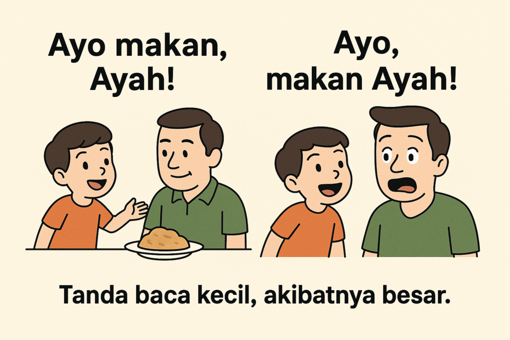 “Ayo makan, Ayah!” vs “Ayo, makan Ayah!”