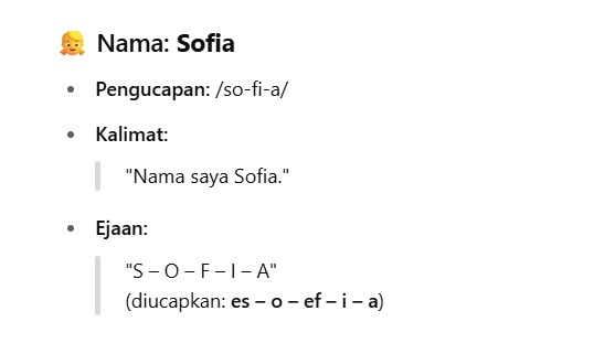📌 Contoh Pengucapan dan Ejaan Nama